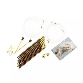 49141 Набор вязальных круговых спиц PERFECT в футляре из хлопка 3/3,5/4/5/6 мм*60/80/100 см, PONY