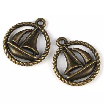 4AR024 Подвеска металлическая кораблик,2шт/упак, Астра