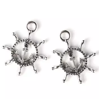 4AR025 Подвеска металлическая якорь/штурвал,2шт/упак, Астра