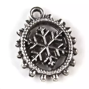 4AR031 Подвеска металлическая Снежинка в рамке, 2шт/упак, Астра