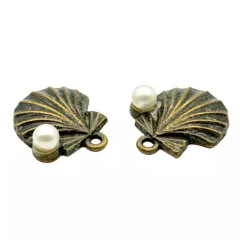 4AR037 Подвеска металлическая жемчужная раковина 2шт/упак Astra&amp;Craft