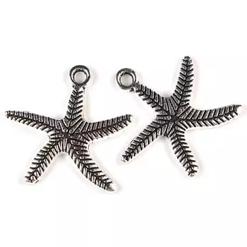 4AR040 Подвеска металлическая морская звездочка,2шт/упак, Астра