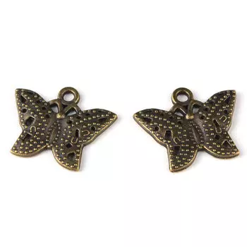 4AR045 Подвеска металлическая бабочка бронза,2шт/упак, Астра