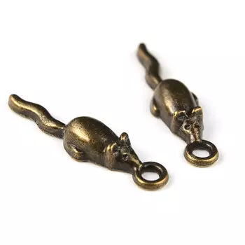 4AR046 Подвеска металлическая мышонок,2шт/упак, Астра