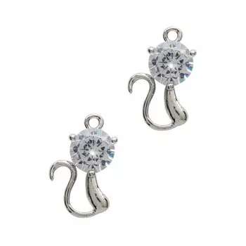 4AR125 Подвеска со стразом Кошка, 2 шт/упак, Астра