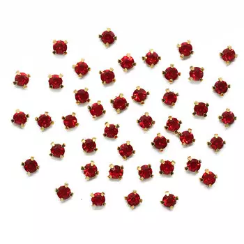 4AR159 /166 Хрустальные стразы в цапах/золото, 4мм, 50шт/упак, Astra&amp;Craft (11 красный)