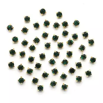 4AR159 /166 Хрустальные стразы в цапах/золото, 4мм, 50шт/упак, Astra&amp;Craft (36 изумрудный)
