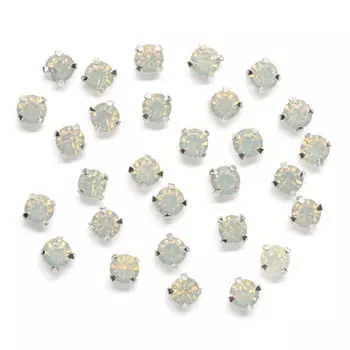 4AR159/166 Хрустальные стразы в цапах/серебро, 4мм, 50шт/упак, Астра (02 белый опал)