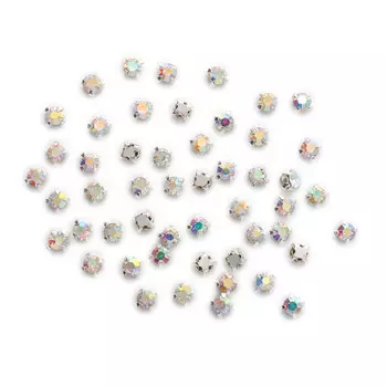 4AR159/166 Хрустальные стразы в цапах/серебро, 4мм, 50шт/упак, Astra&amp;Craft (42 прозрачный AB)