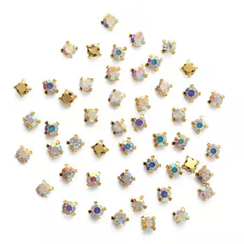 4AR159 /166 Хрустальные стразы в цапах/золото, 4мм, 50шт/упак, Astra&amp;Craft (42 прозрачный AB)