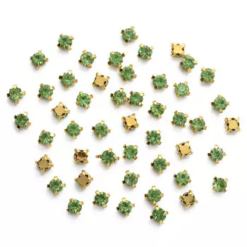 4AR159 /166 Хрустальные стразы в цапах/золото, 4мм, 50шт/упак, Астра (06 светло-зеленый)