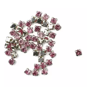 4AR159/166 Хрустальные стразы в цапах/серебро, 4мм, 50шт/упак, Astra&amp;Craft (светло-розовый)