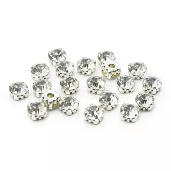 4AR167/168 Хрустальные стразы в цапах/серебро, 8мм, 20шт/упак, Astra&amp;Craft (01 прозрачный)
