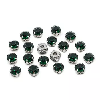 4AR167/168 Хрустальные стразы в цапах/серебро, 8мм, 20шт/упак, Astra&amp;Craft (36 изумрудный)