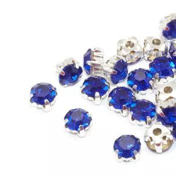 4AR169/176 Хрустальные стразы в цапах/серебро, 6мм, 40шт/упак, Astra&amp;Craft (25 синий)