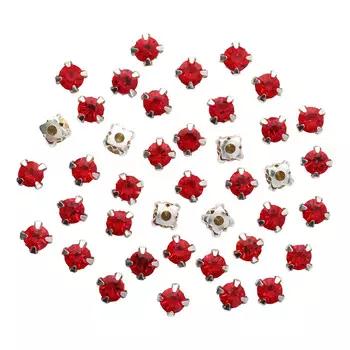 4AR169/176 Хрустальные стразы в цапах/серебро, 6мм, 40шт/упак, Astra&amp;Craft (11 красный)