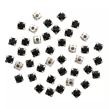 4AR169/176 Хрустальные стразы в цапах/серебро, 6мм, 40шт/упак, Astra&amp;Craft (38 черный)