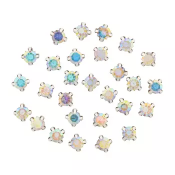 4AR169/176 Хрустальные стразы в цапах/серебро, 6мм, 40шт/упак, Астра (42 прозрачный AB)