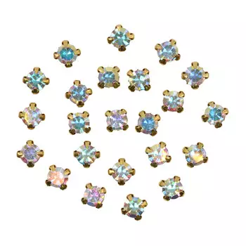 4AR169/176 Хрустальные стразы в цапах/золото, 6мм, 40шт/упак, Астра (42 прозрачный AB)