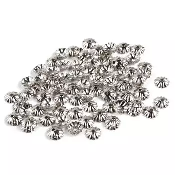 4AR202 Шапочка для бусин, 3мм 100шт/упак, Астра (Никель)