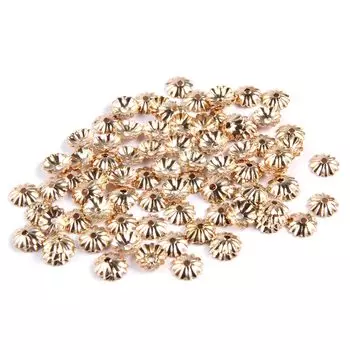 4AR202 Шапочка для бусин, 3мм 100шт/упак, Астра (Золото)