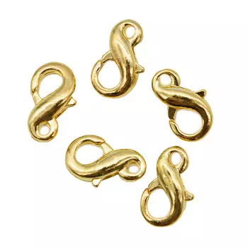 4AR2038 Замок для бус карабин, бесконечность, 9 мм, 5 шт/упак, Astra&amp;Craft (яркое золото)
