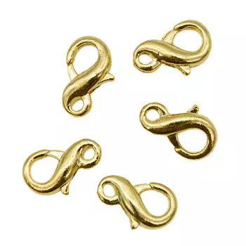 4AR2039 Замок для бус карабин, бесконечность, 12 мм, 5 шт/упак, Astra&amp;Craft (яркое золото)