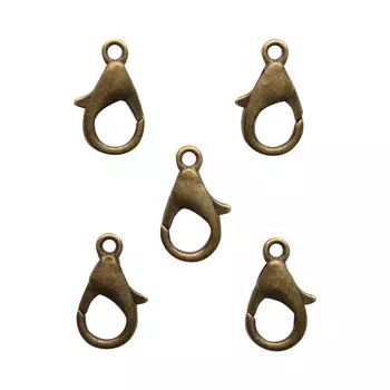 4AR234 Замок для бус карабин 12мм, 5шт/упак, Астра (Латунь)