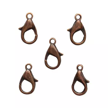 4AR234 Замок для бус карабин 12мм, 5шт/упак, Астра (Медь)