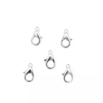 4AR235 Замок для бус карабин 14мм, 5шт/упак, Астра (Никель)