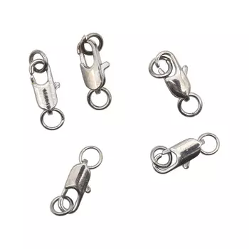 4AR238 Замок для бус карабин с кольцами 12мм, 5шт/упак, Астра (Черный никель)