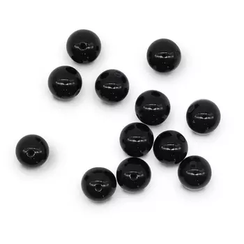 4AR301 Бусины черный агат 8мм, 12шт/упак, Астра