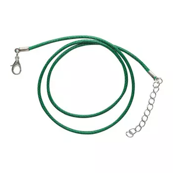 4AR343 Шнур вощеный с замком, 2мм, 43см. (темно-зеленый)