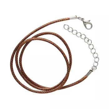 4AR343 Шнур вощеный с замком, 2мм, 43см. (кофейный)