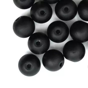 4AR354 Бусины стеклянные матовые8мм, 50(+/-3)шт/упак, Астра (Черный)