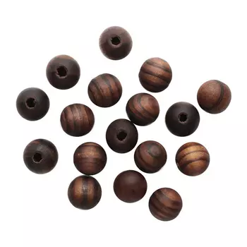 4AR389 Бусины деревянные темные/полоска, 20мм, 18гр/упак, Астра