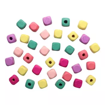 4AR397 Бусины деревянные, цветной микс,куб, 10мм, 18гр/упак, Astra&amp;Craft (Светлый микс)