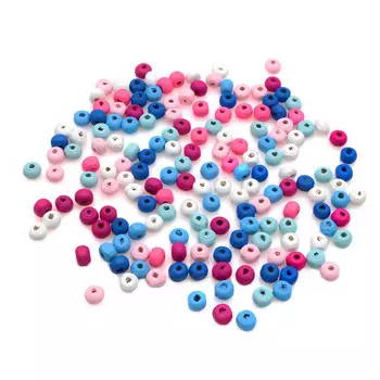 4AR398 Бусины деревянные, цветной микс, 6мм, 18гр/упак, Astra&amp;Craft (Сине-розовый микс)