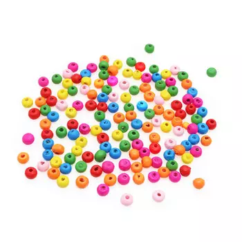 4AR398 Бусины деревянные, цветной микс, 6мм, 18гр/упак, Astra&amp;Craft (Яркий микс)