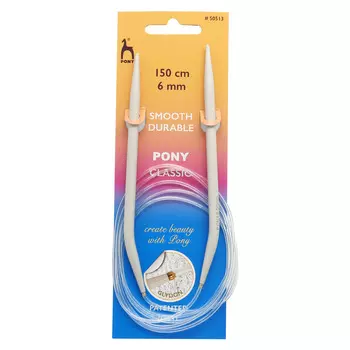 50513 Спицы вязальные круговые 6,00мм*150см, алюм. PONY