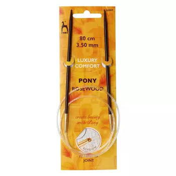 50907-02 Спицы круговые 3,50 мм/ 80 см, розовое дерево PONY