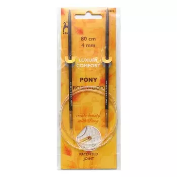 50909-02 Спицы вязальные круговые 4,00мм*80см, розовое дерево PONY