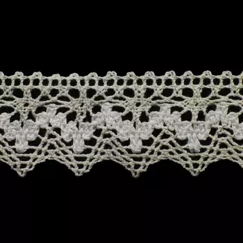 50-1338/16 Тесьма вяз ажур х/б 35мм*25 беж/бел одностор.