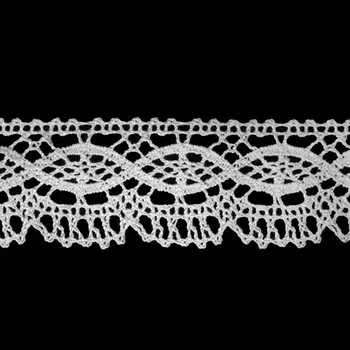 50-1414/01 Тесьма вяз ажур х/б 45мм*25 бел одностор.