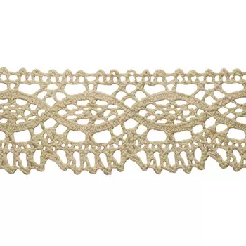 50-1414/02 Тесьма вяз ажур х/б 45мм*25 беж одностор.