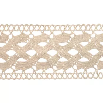 50-1416/01/02 Тесьма вяз ажур х/б 60мм*25м беж двухстор.