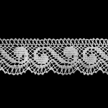 50-1443-16/01 Тесьма вяз ажур х/б 35мм*25м бел одностор.