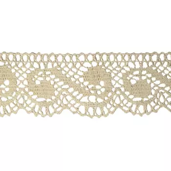 50-1443-16/02 Тесьма вяз ажур х/б 35мм*25м беж одностор