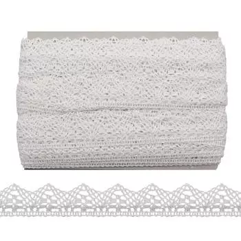 50-1528 Тесьма вязаная ажур х/б 30мм одностор. (01 белый)