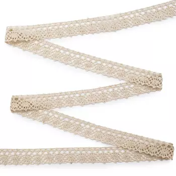 50-4402/Тесьма вязаная ажур х/б 22мм*25м одностор. (02 бежевый)